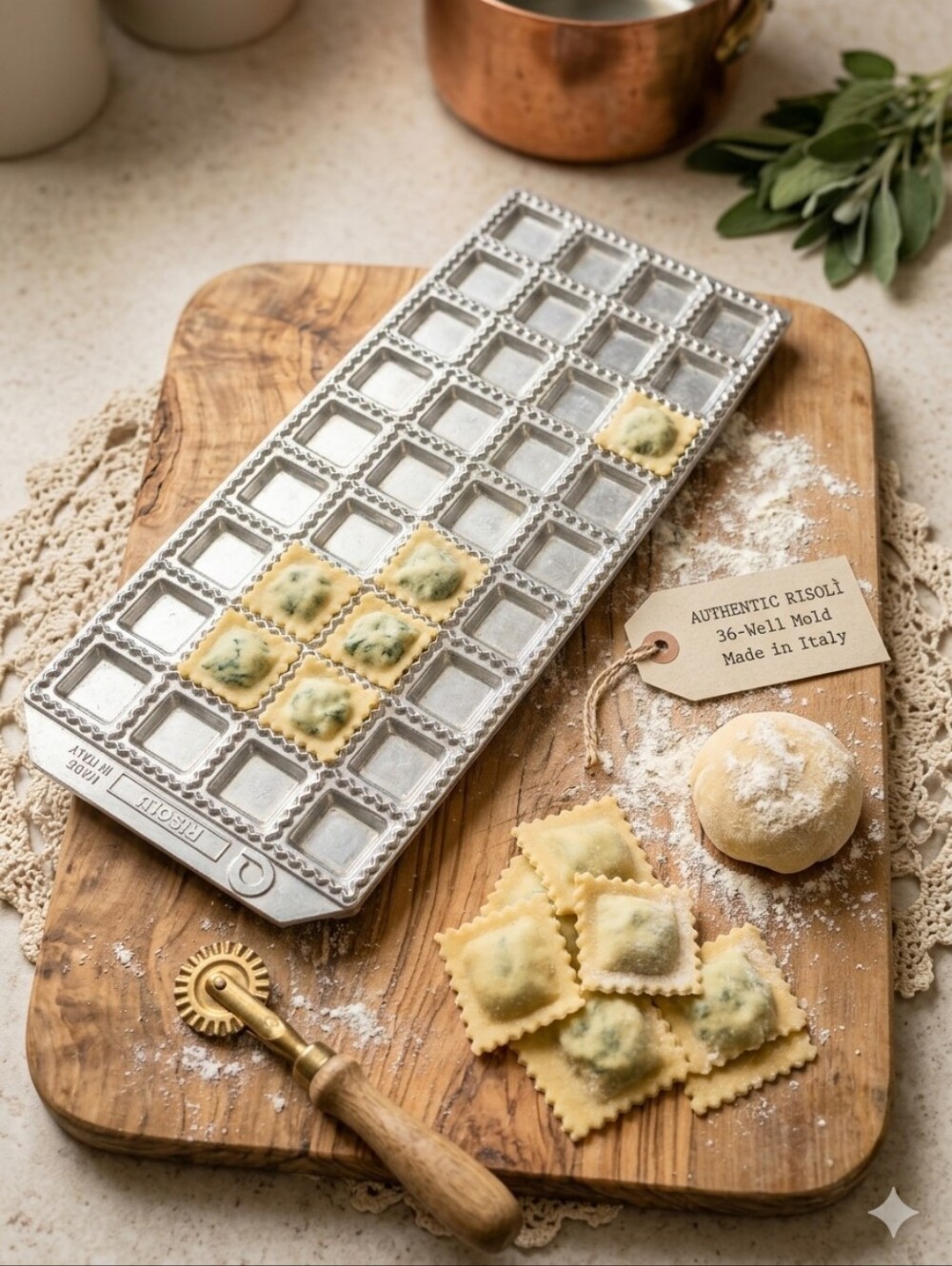 Vintage Risolì Cast Aluminum Ravioli Maker (36 Square) - Made in Italy | Rustic